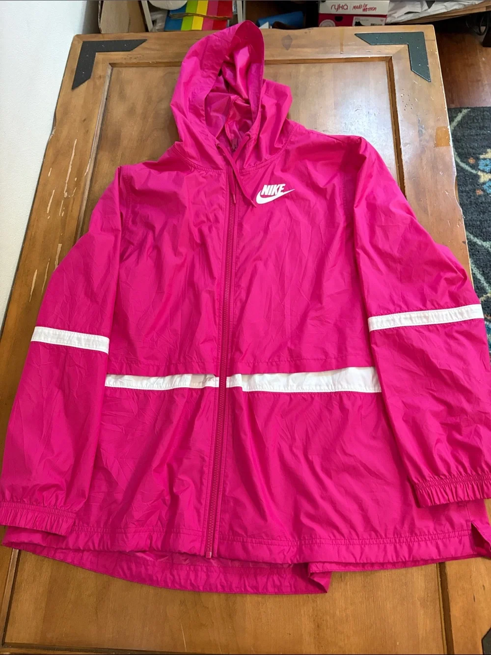 Nike Hot Pink Hooded Windrunner with White Accents Size XXL